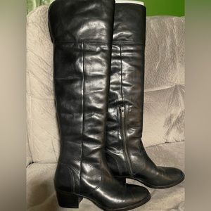 Frye Ray Black Leather Over Knee Boots EUC